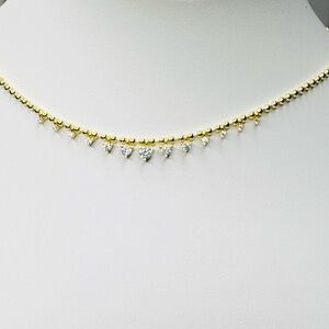 Elegant 18K Gold and Silver Necklace with Simulated Diamonds